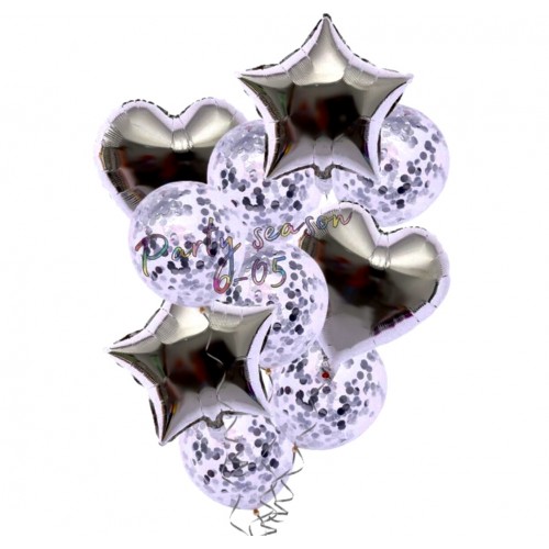 Шары фольга с гелием 10 штук #805 - фото